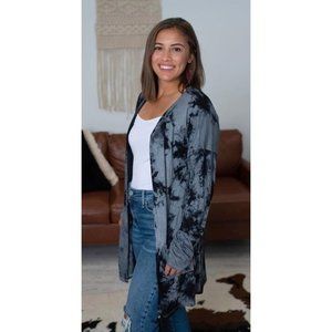 Shirley & Stone Tie Dye Long Cardigan, Grey